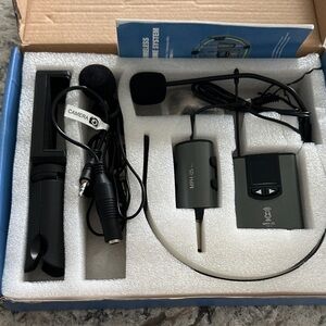 Wireless Headset Lavalier Microphone System - Black